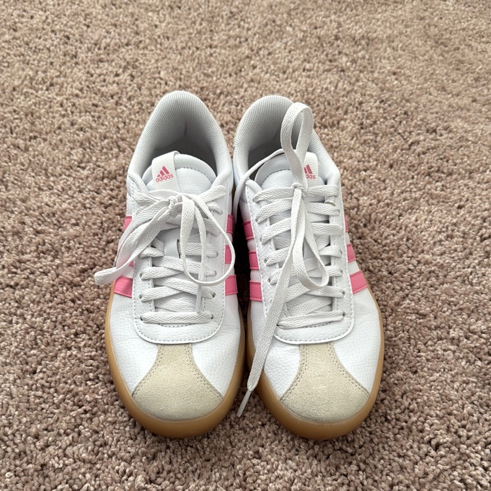 Adidas White and Pink Retro Sneakers